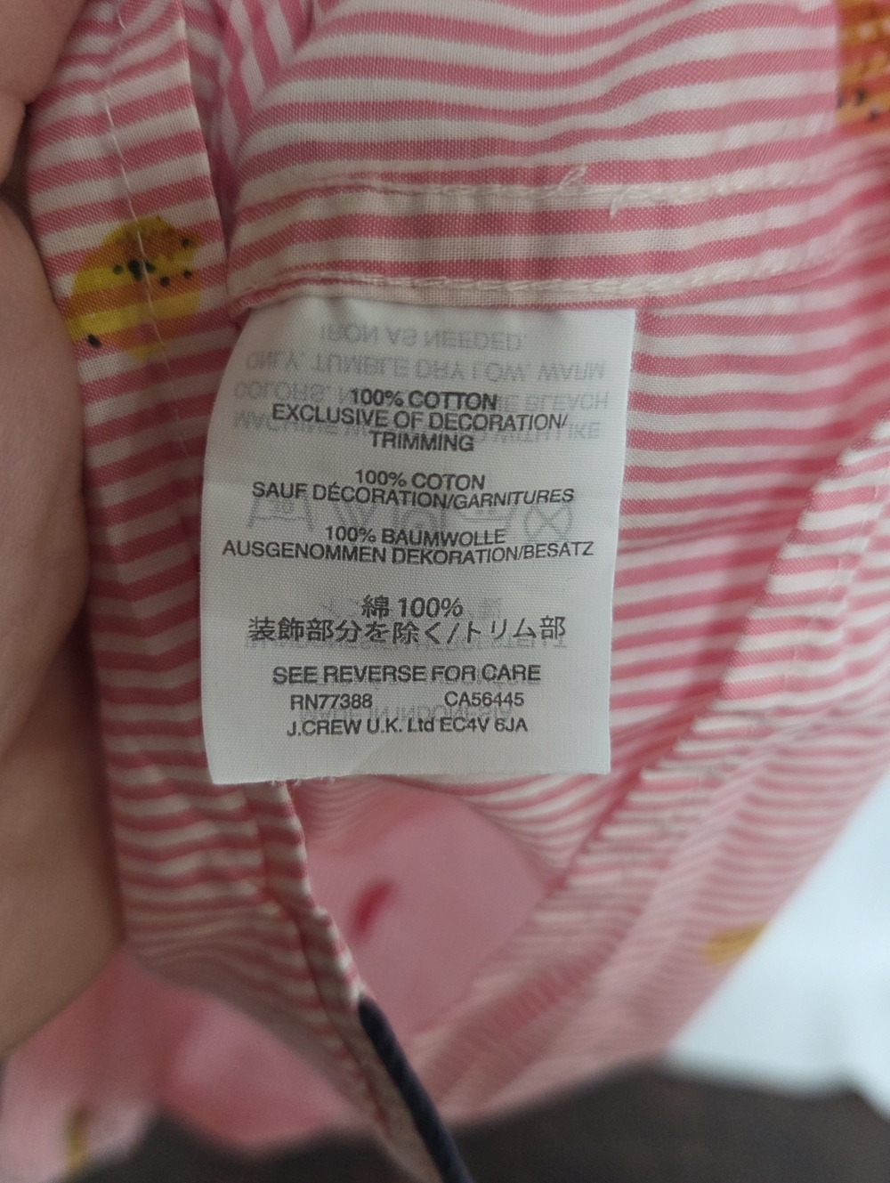 J. Crew Pink and White Striped Pajama Shirt Size Small Tropical Fruit Print - Picture 5 of 9